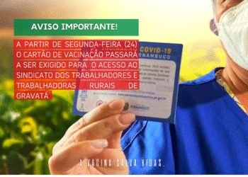 Cartão de vacina será exigido para acesso ao STR de Gravatá