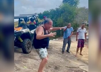 Álvaro Porto se diverte em cachoeira de São Benedito do Sul