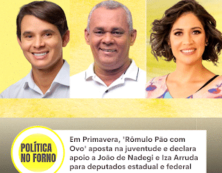 Em Primavera, ‘Rômulo Pão com Ovo’ aposta na juventude e declara apoio a João de Nadegi e Iza Arruda para deputados estadual e federal