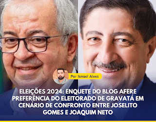Eleições 2024: enquete do blog afere preferência do eleitorado de Gravatá em cenário de confronto entre Joselito Gomes e Joaquim Neto
