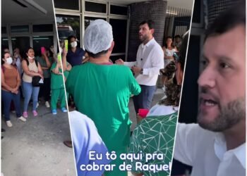“Raquel, pague meu dinheiro”: no Recife, profissionais da enfermagem protestam por pagamento atrasado de plantões extras e piso nacional; Gilmar Júnior fortalece o movimento
