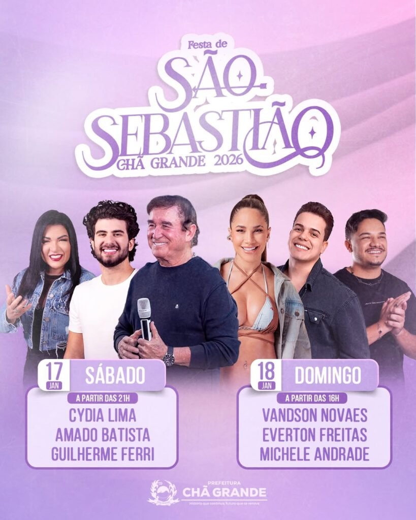 Amado Batista é atração da Festa de São Sebastião 2026 em Chã Grande