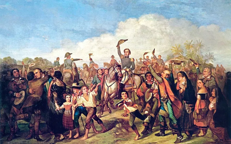 Quadro Proclamação da Independência, de François-René Moreaux (1844), ilustrando a matéria sobre o feriado da Data Magna de Pernambuco e a memória dos movimentos de independência no Brasil.