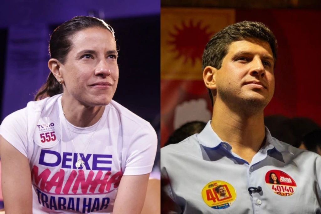 Raquel Lyra e João Campos aparecem em montagem sobre pesquisa DataTrends para o Governo de Pernambuco