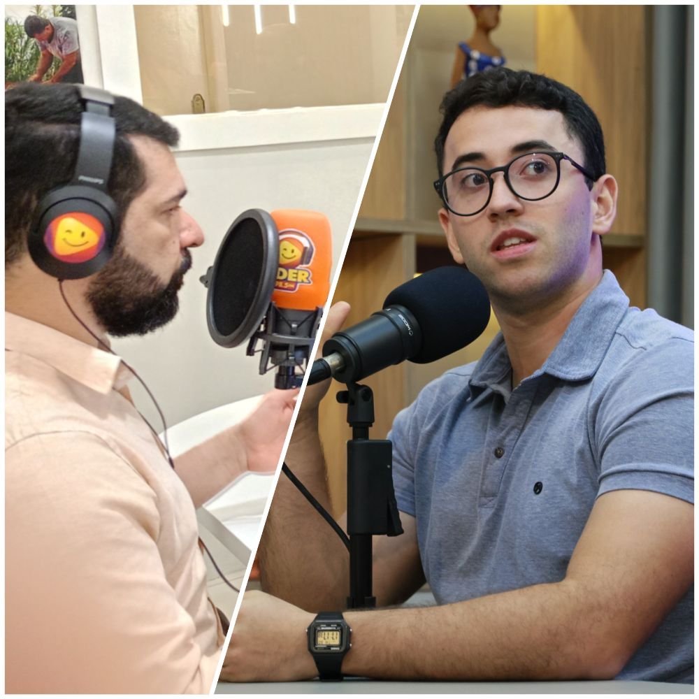 O vereador do Recife Thiago Medina (PL) concede entrevista ao jornalista Ismael Alves durante o programa Panorama Político, na Rádio Líder FM.
